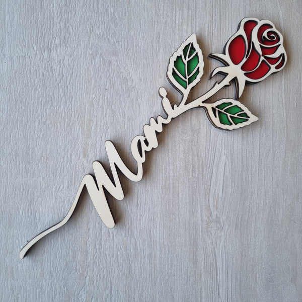 Wunderschöne Blume aus Holz gelasert als Geschenk für Mama