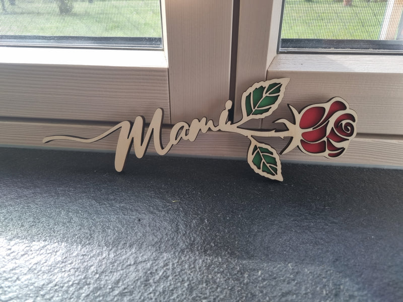 Wunderschöne Blume aus Holz gelasert als Geschenk für Mama